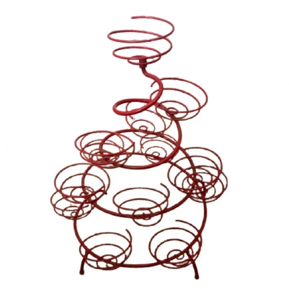 Vintage Red Metal Spiral Spring Cupcake / Muffin Tree - Picture 1 of 4